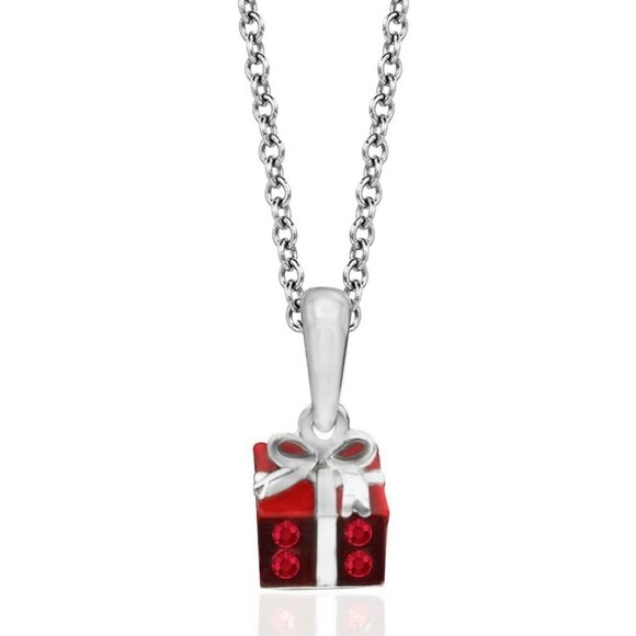 Swarovski Crystal Red Gift Box Pendant Necklace - Chic Women Holiday Jewelry - Picture 5 of 8
